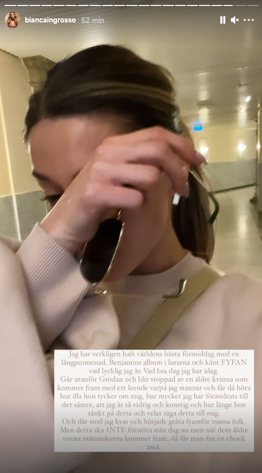 Bianca Ingrosso berättar om händelsen på Instagram stories.