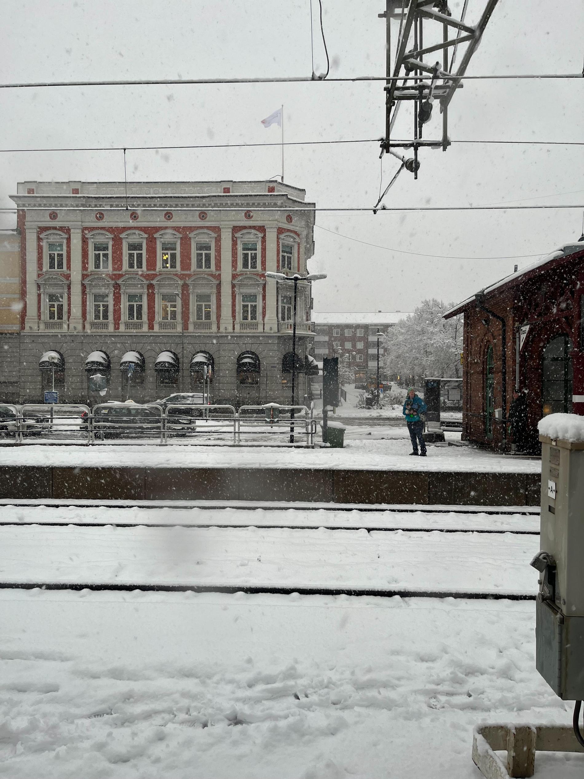 Snö i Arvika. 