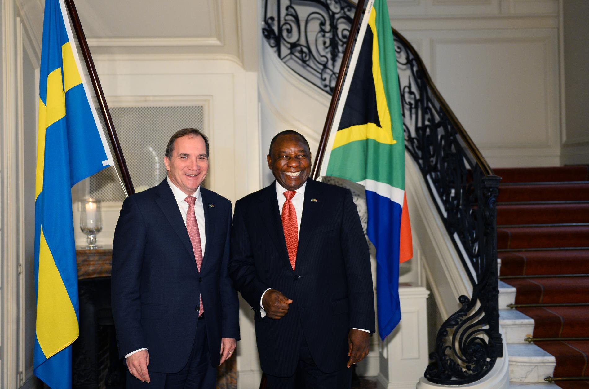 Statsminister Stefan Löfven och Sydafrikas president Cyril Ramaphosa, som då var vicepresident, under ett besök i Stockholm 2015. Arkivbild.