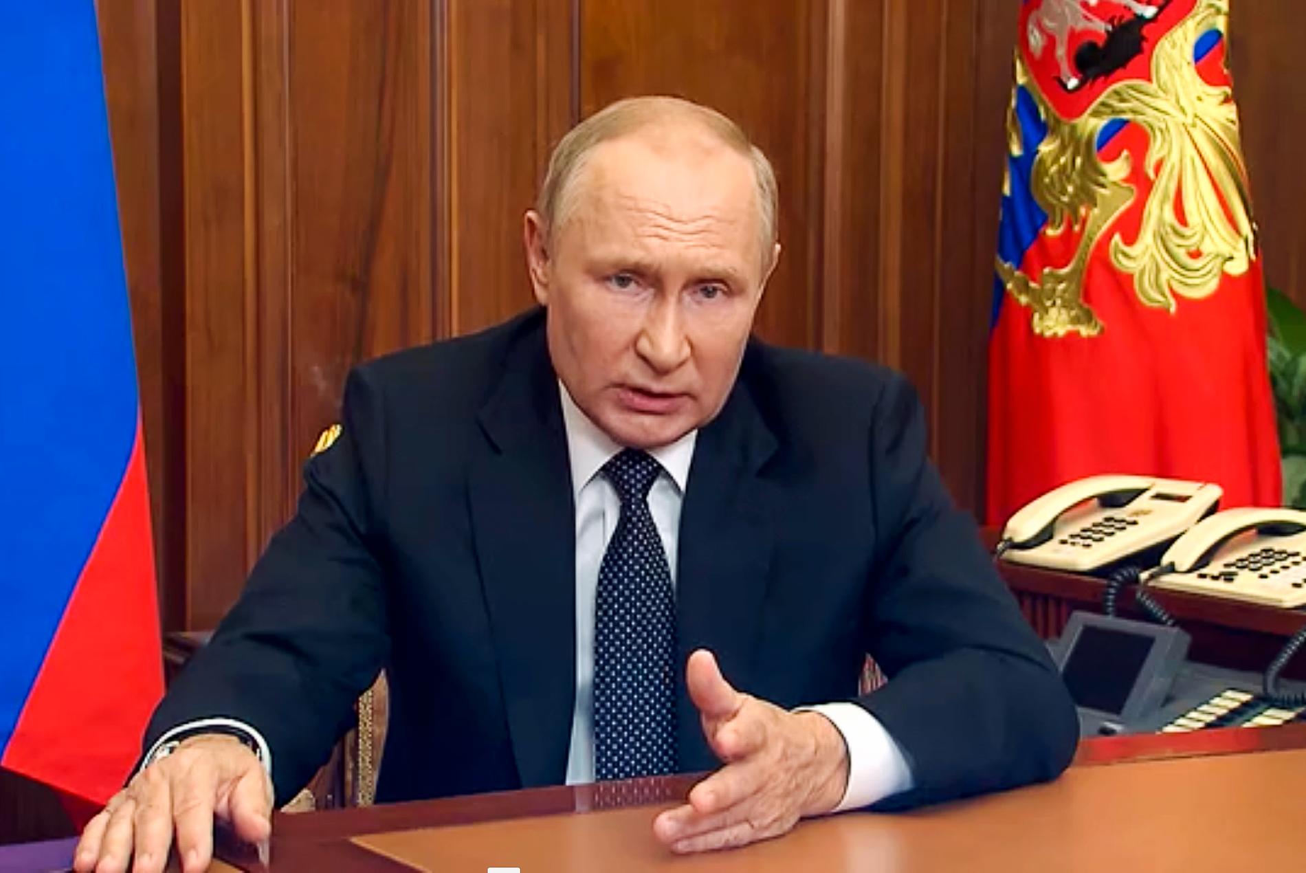 Putin under det tv-sända talet.