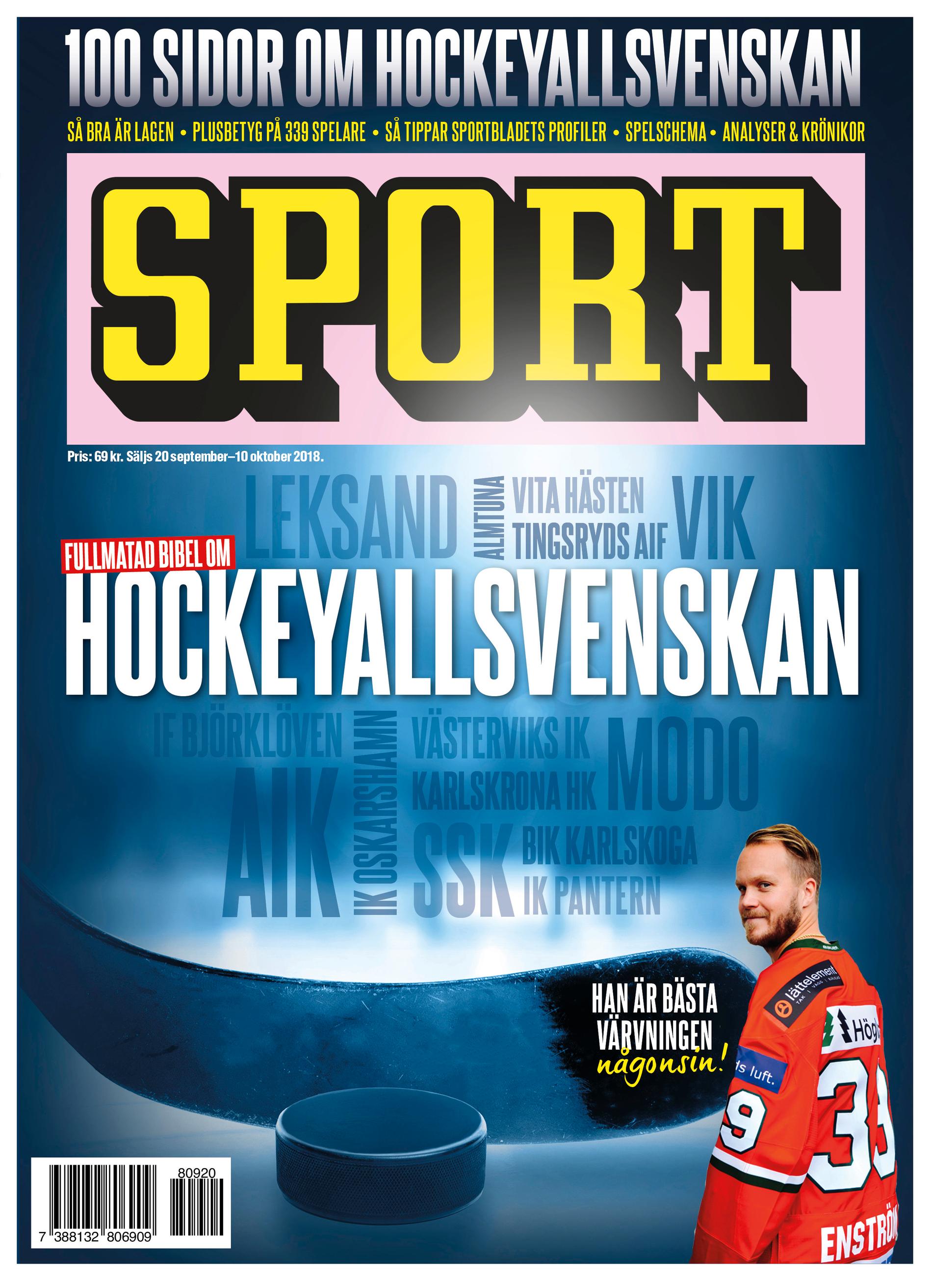 Bibeln om Hockeyallsvenskan säljs 20 september till 10 oktober 2018.