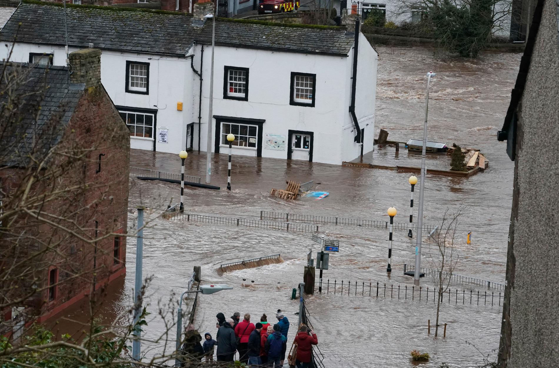 Ciara orsakade stora översvämningar i Storbritannien. Här i Appleby-in-Westmorland översvämmades hela kvarter. 