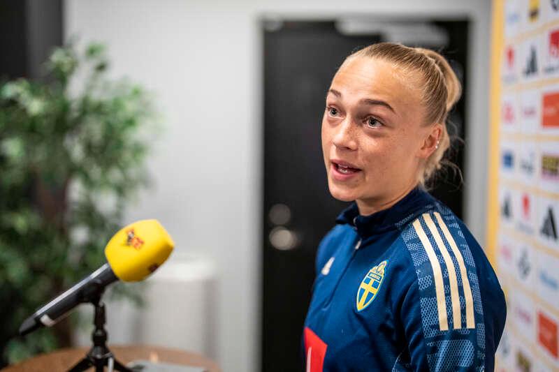 Hanna Bennison under torsdagens pressträff med landslaget. 