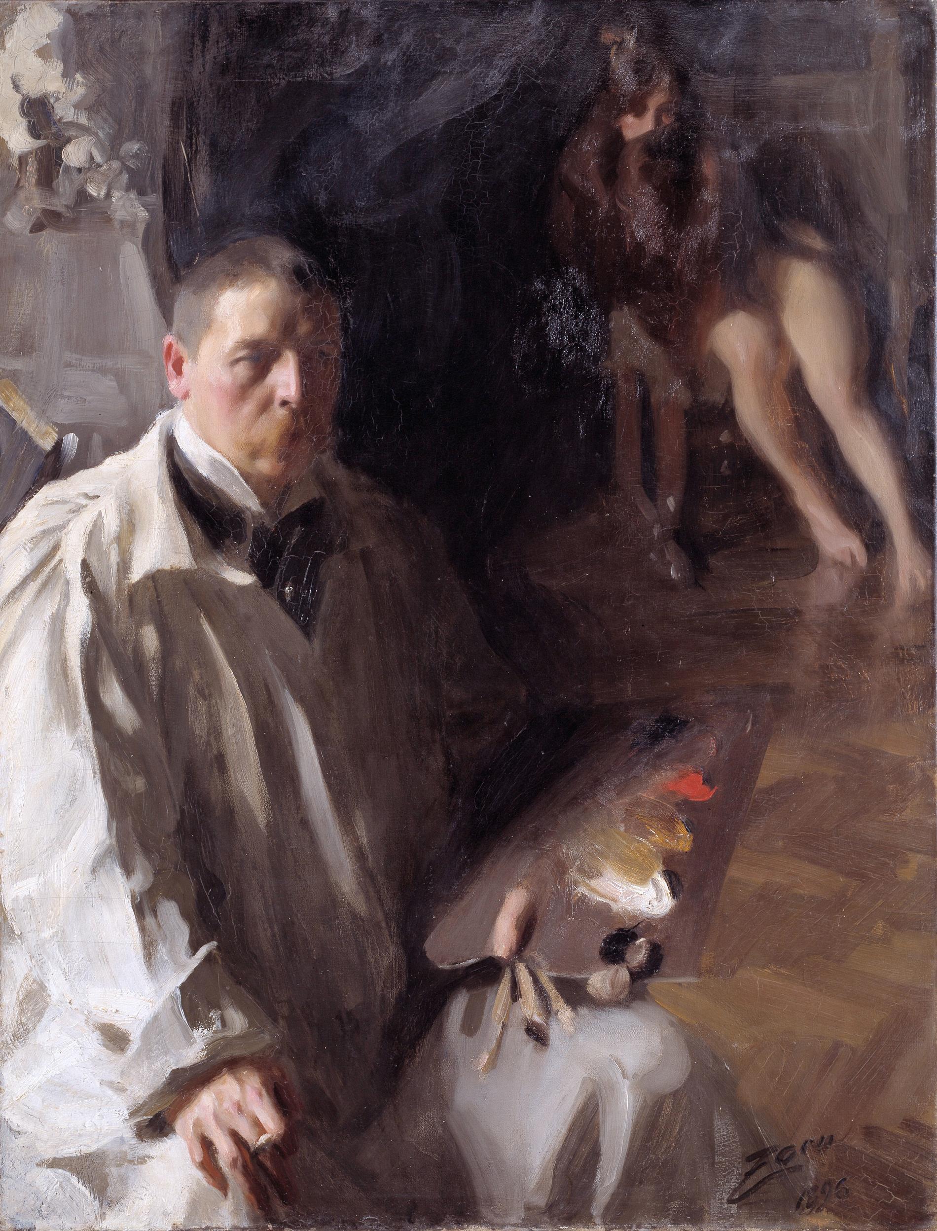 ”Självporträtt med modell”, 1896.