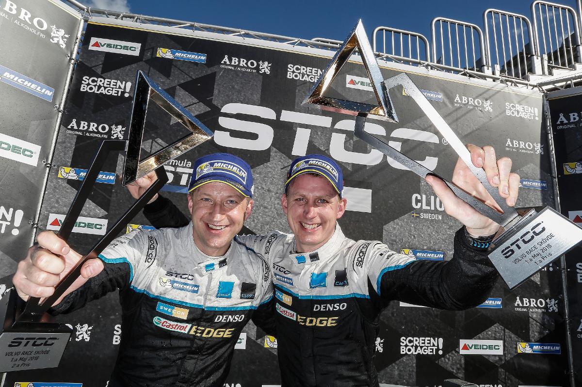 ”Hård och rättvis kamp” Robert Dahlgren och Richard Göransson kör båda för Polestar Cyan Racing. I eftermiddag kommer en av dem att krönas till STCC-mästare 2016.