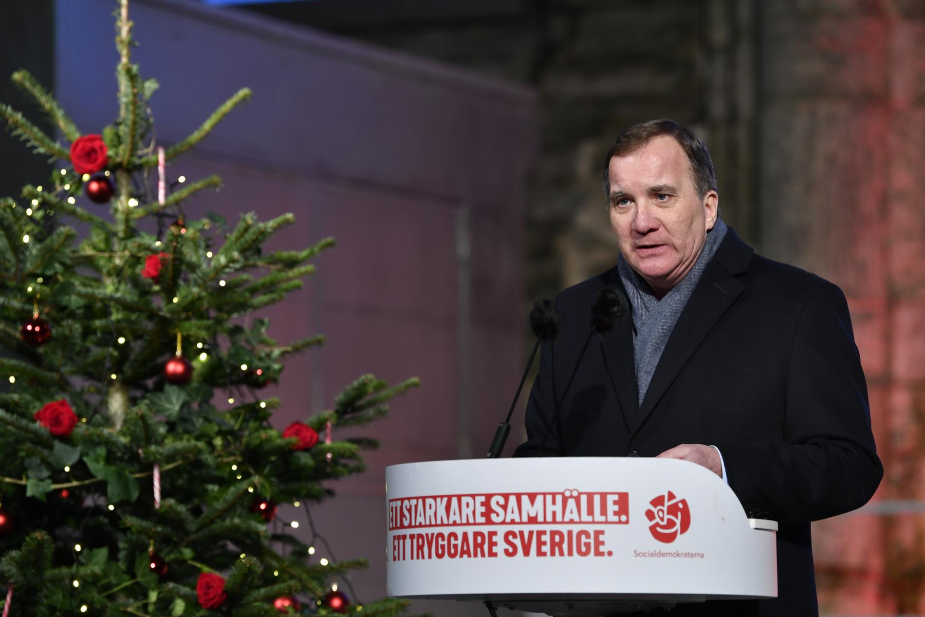 Stefan Löfven under sitt jultal i Visby. 