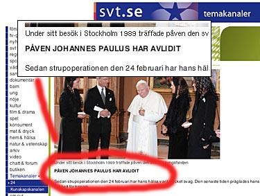 SVT:s hemsida i går kväll.