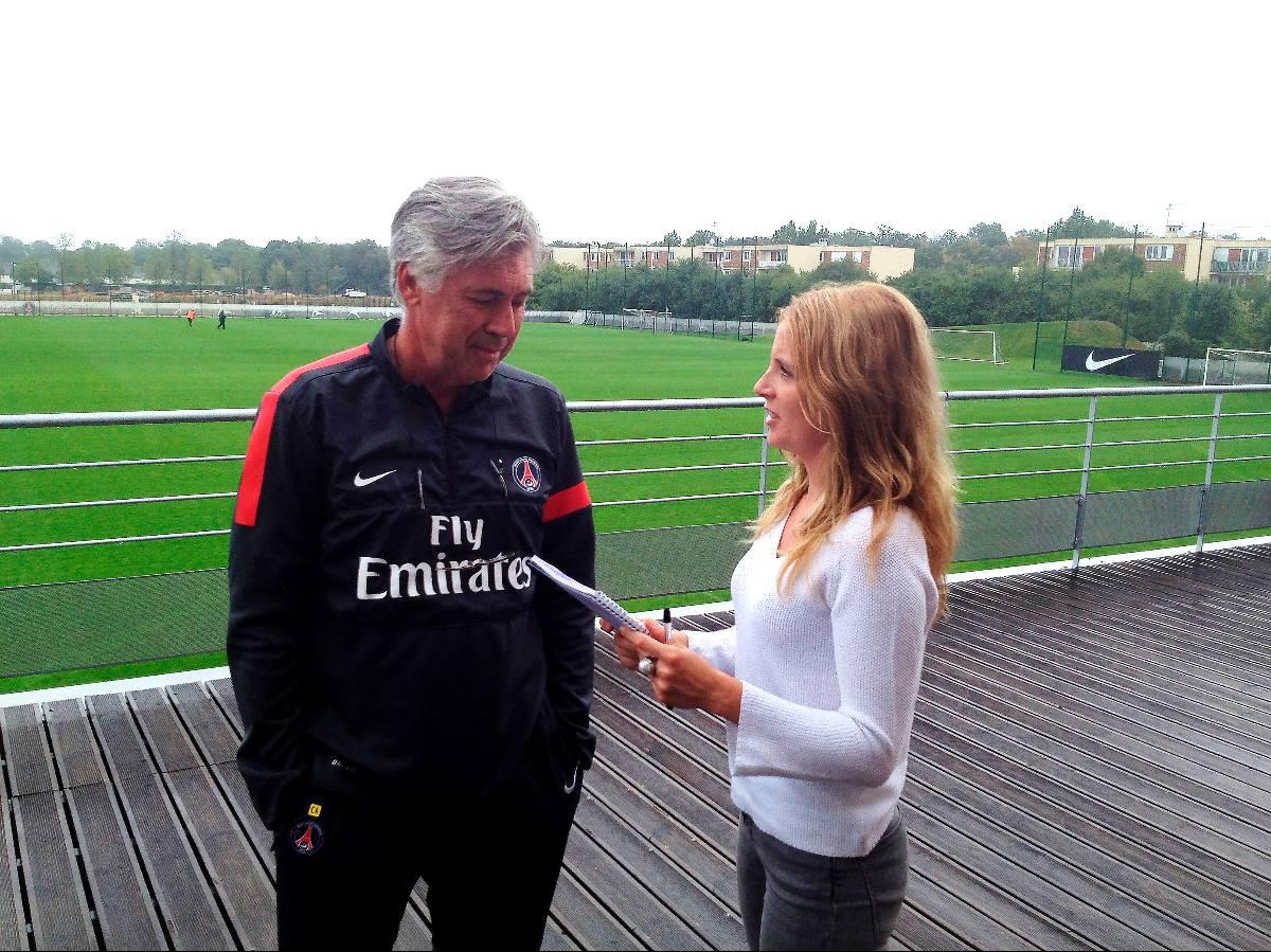 Frändén vs Ancelotti Sportbladets reporter Johanna Frändén träffade Zlatain Ibrahimovics tränare Carlo Ancelotti på PSG:s träningsanläggning i Saint Germain-en-Laye.