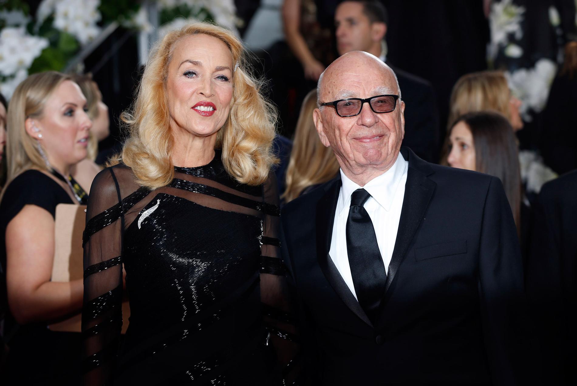 Jerry Hall och Rupert Murdoch dejtade i fyra månader innan de förlovade sig. Här på Golden Globe-galan 2016.