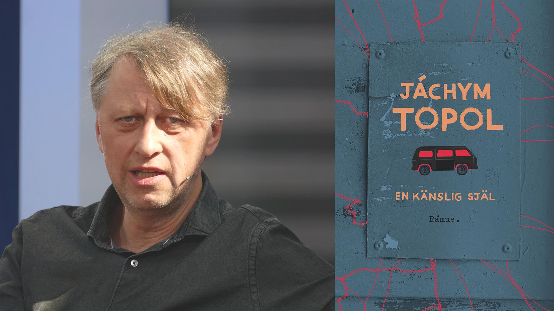 Jáchym Topol (född 1962), tjeckisk poet, författare, musiker och journalist. Han debuterade 1994 och ”En känslig själ” är det femte verket av honom som finns översatt till svenska.