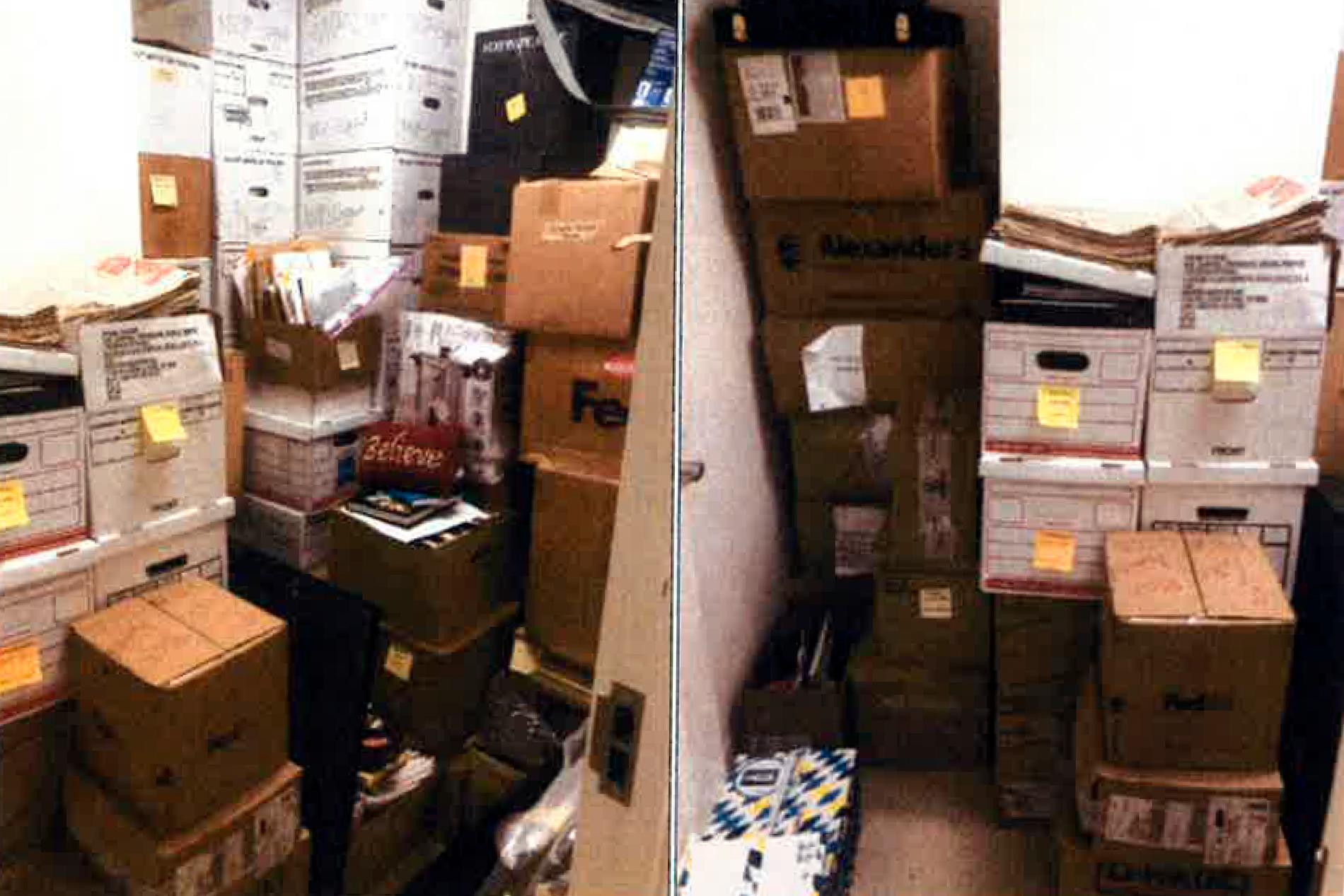 Bilder från rapporten visar hur Joe Biden förvarat hemligstämplade dokument hemma hos sig, bland annat i garaget.