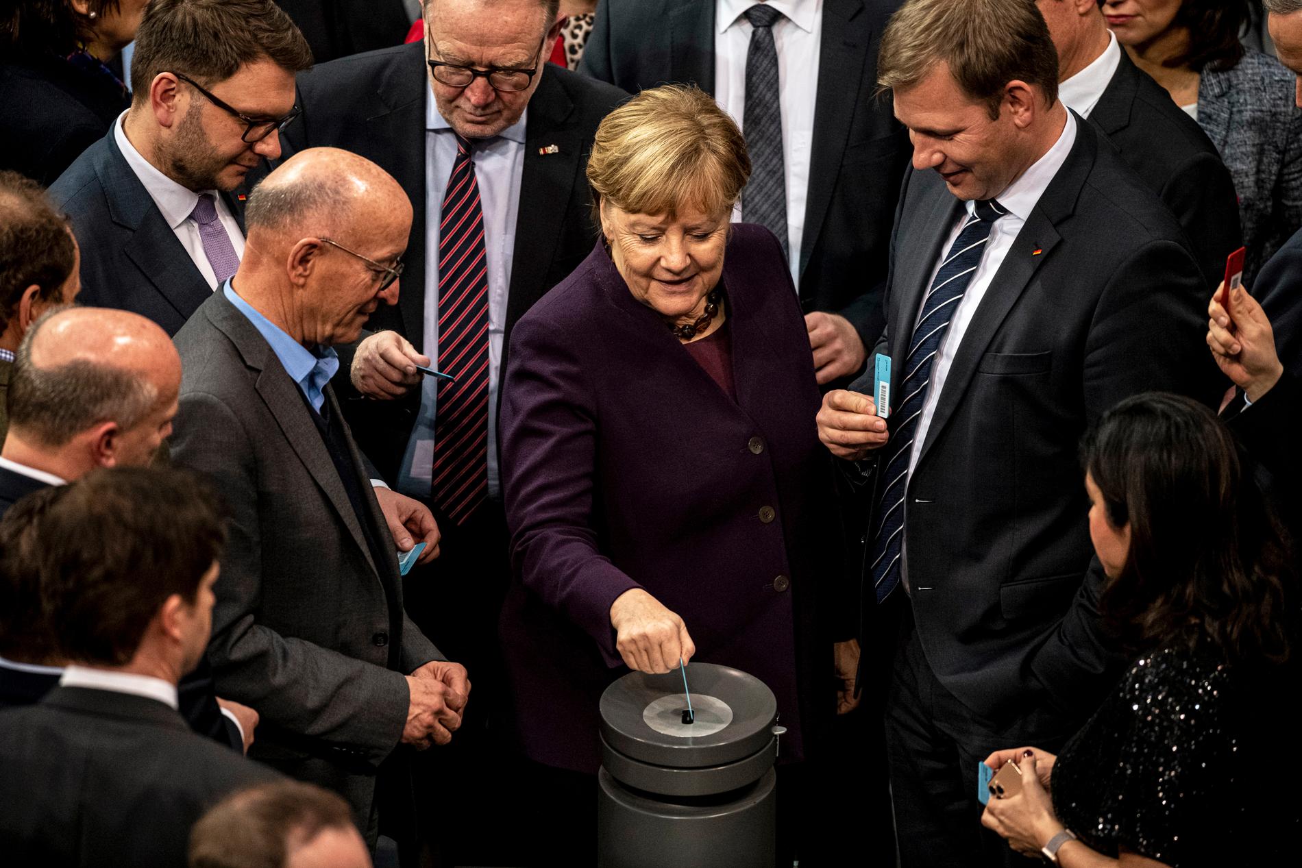 Tysklands förbundskansler Angela Merkel i parlamentet Bundestag. Arkivbild.