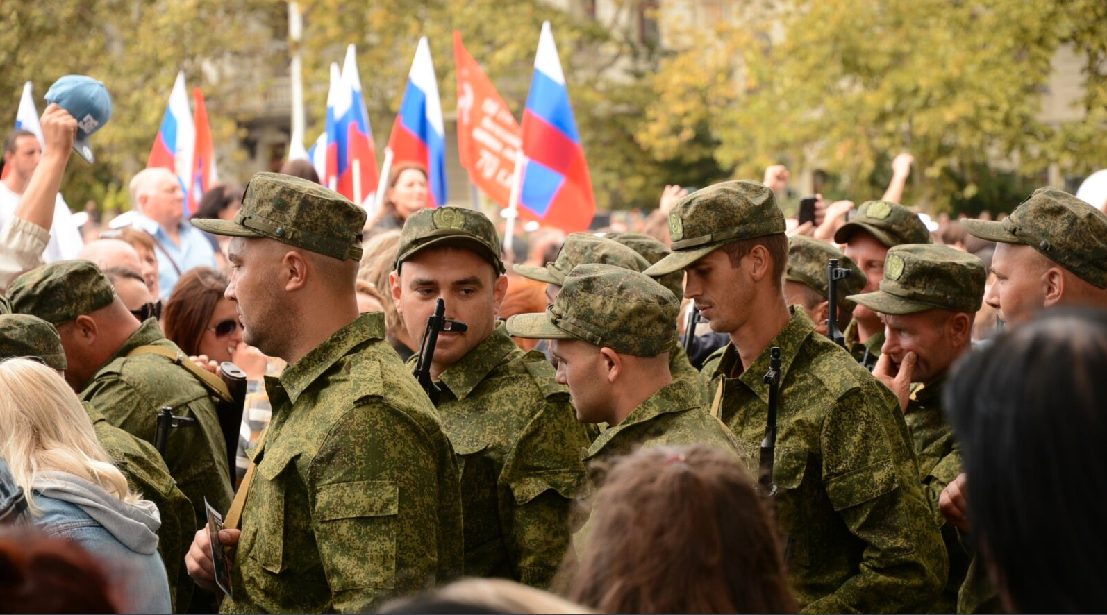 Ryska rekryter på den ockuperade Krim-halvön i september 2022.