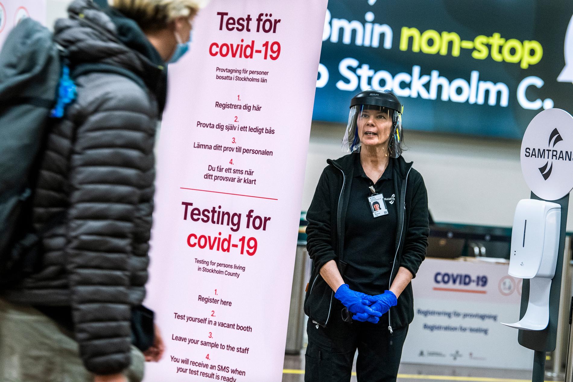 Provtagningsstationen för covid-19 på Arlanda flygplats, för stockholmare som ankommer med utrikesflyg.