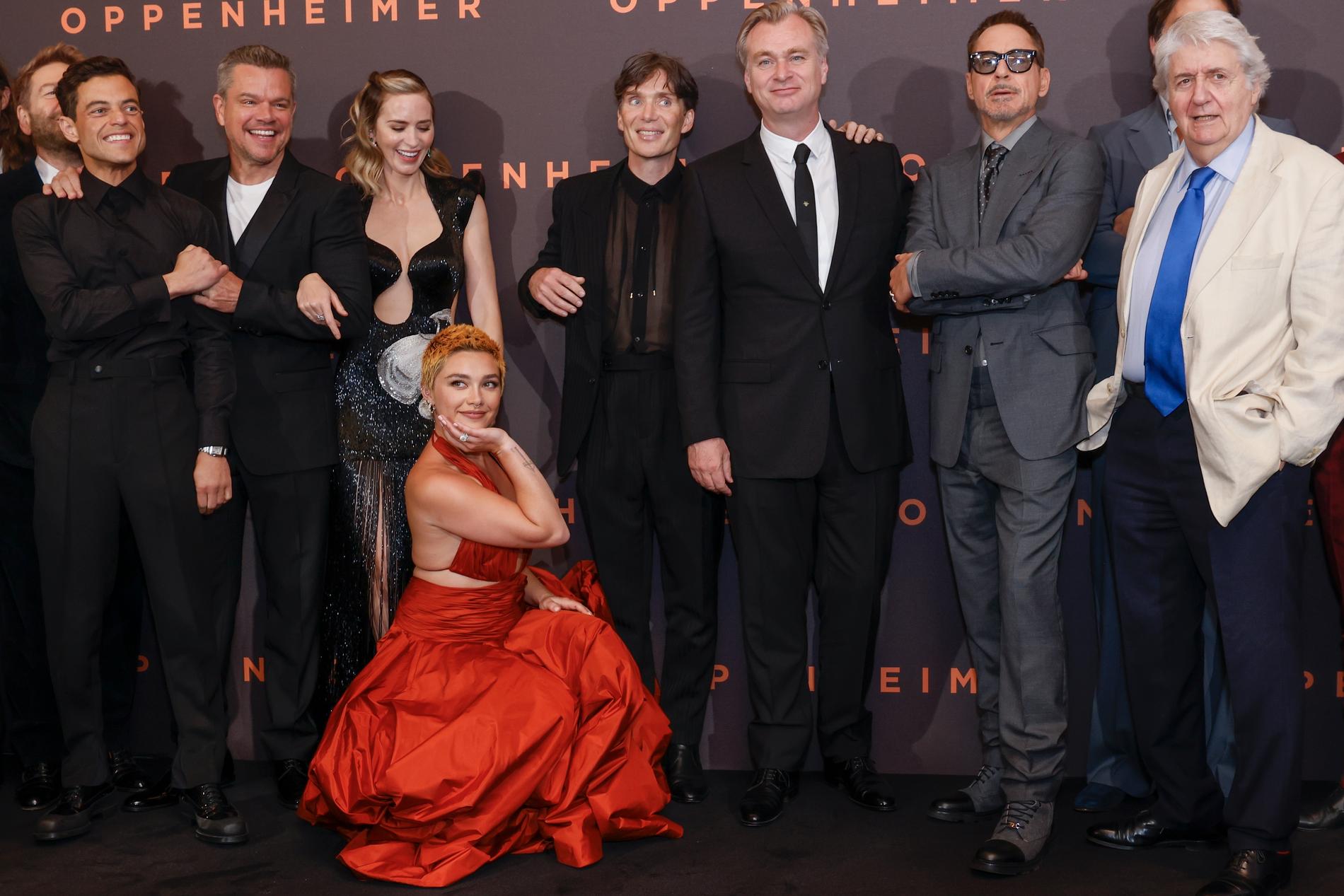  Rami Malek, Matt Damon, Emily Blunt, Florence Pugh, Cillian Murphy, Christopher Nolan, Robert Downey Jr och Tom Conti på premiären av ”Oppenheimer”.