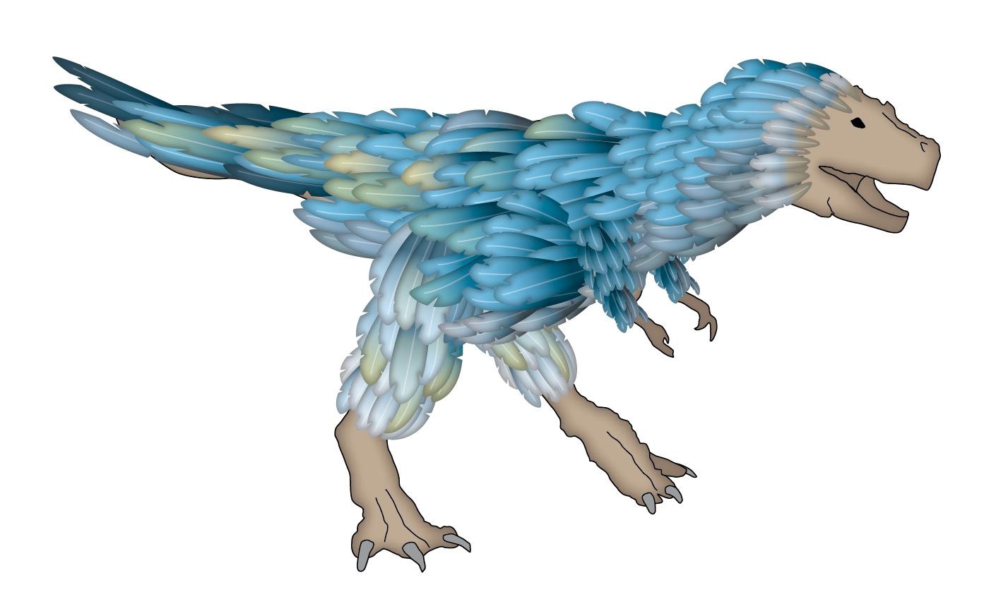 Enligt forskare ska alla dinosaurier ha haft fjädrar. Illustration: Fredrik Persson