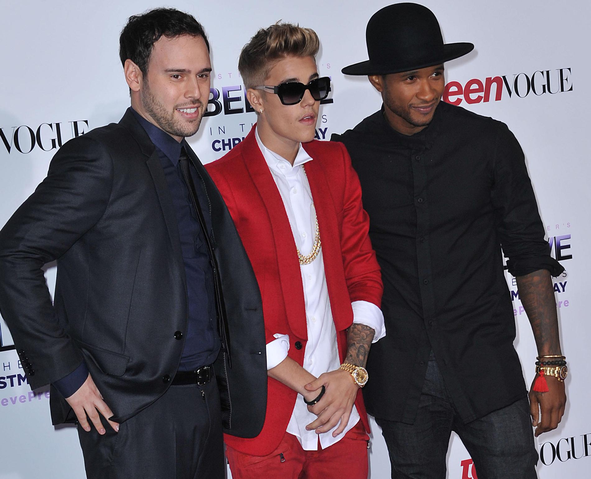 Scooter Braun, Justin Bieber och Usher 2013.