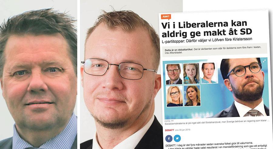 Vi tror inte Liberalerna kommer att vara kvar som parti i riksdagen 2022 om de sviker sina två absolut största vallöften, skriver Håkan Lösnitz och Heikki Klaavuniemi.
