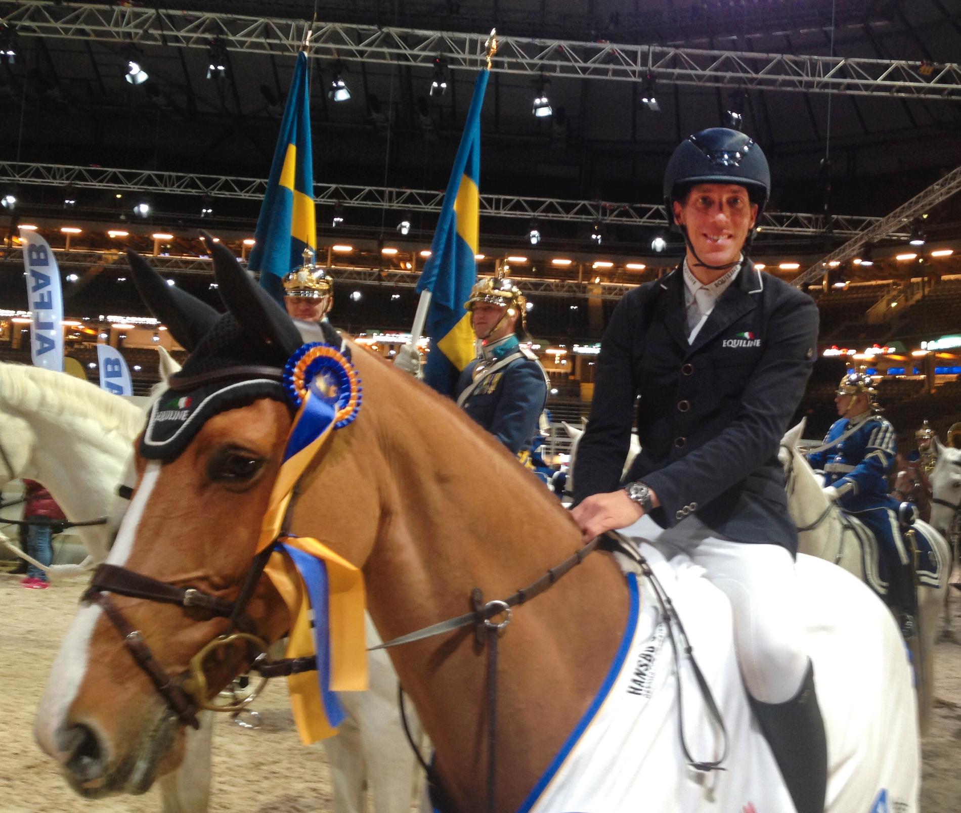 Henrik von Eckermann, på stoet Lorielle 2, tog karriärens första seger i hästshowen i Friends arena