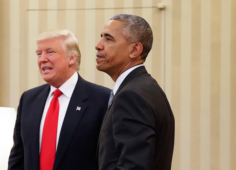 Donald Trump och Barack Obama under mötet i Vita Huset.
