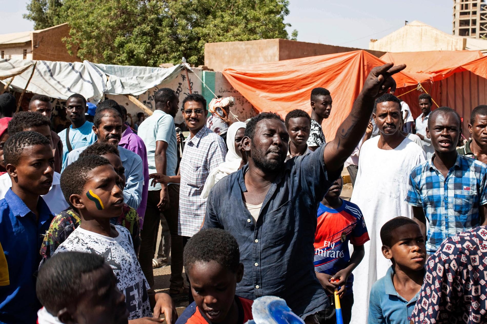 Demonstranter i Sudans huvudstad Khartum tidigare i veckan.
