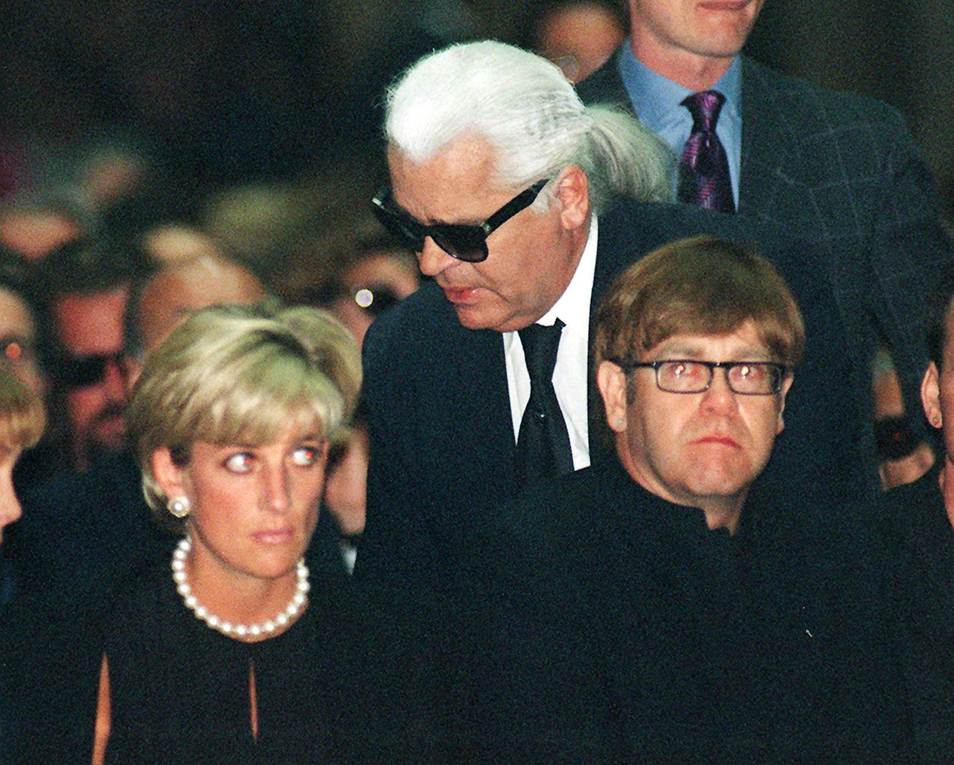 Prinsessan Diana, Karl Lagerfeld och Elton John 1997.