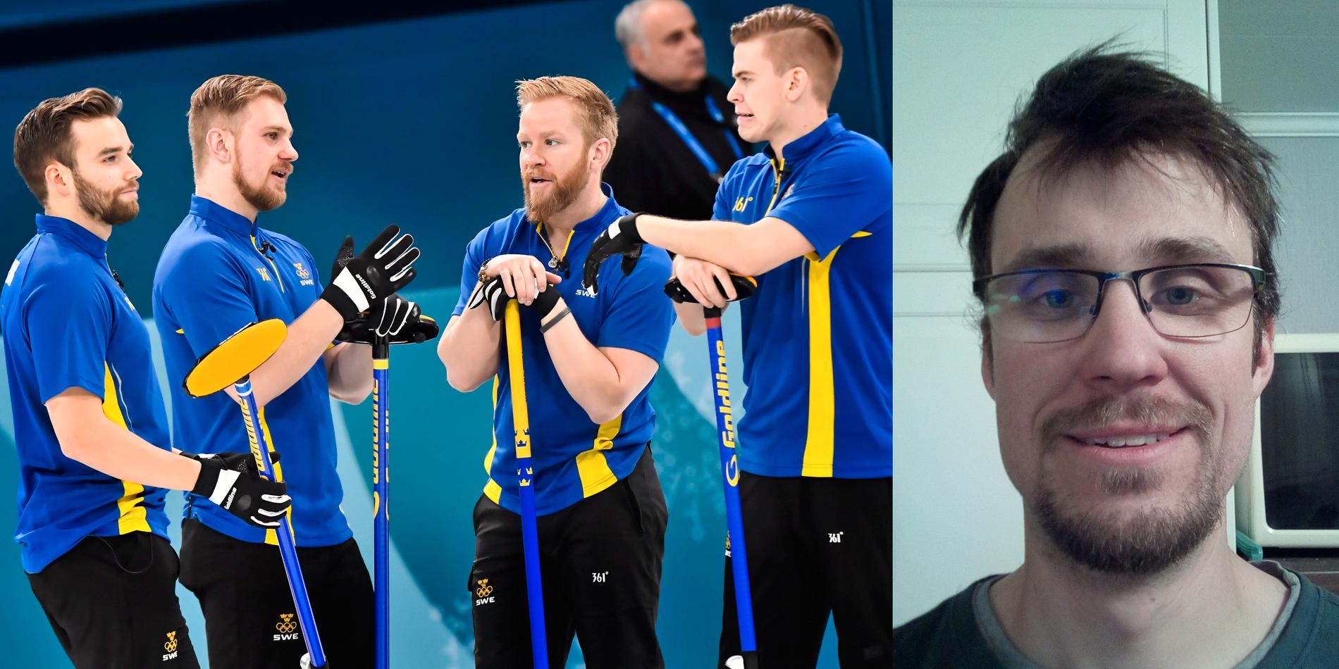 Stefan Nyström följer lag Edins framfart i OS-curlingen. 