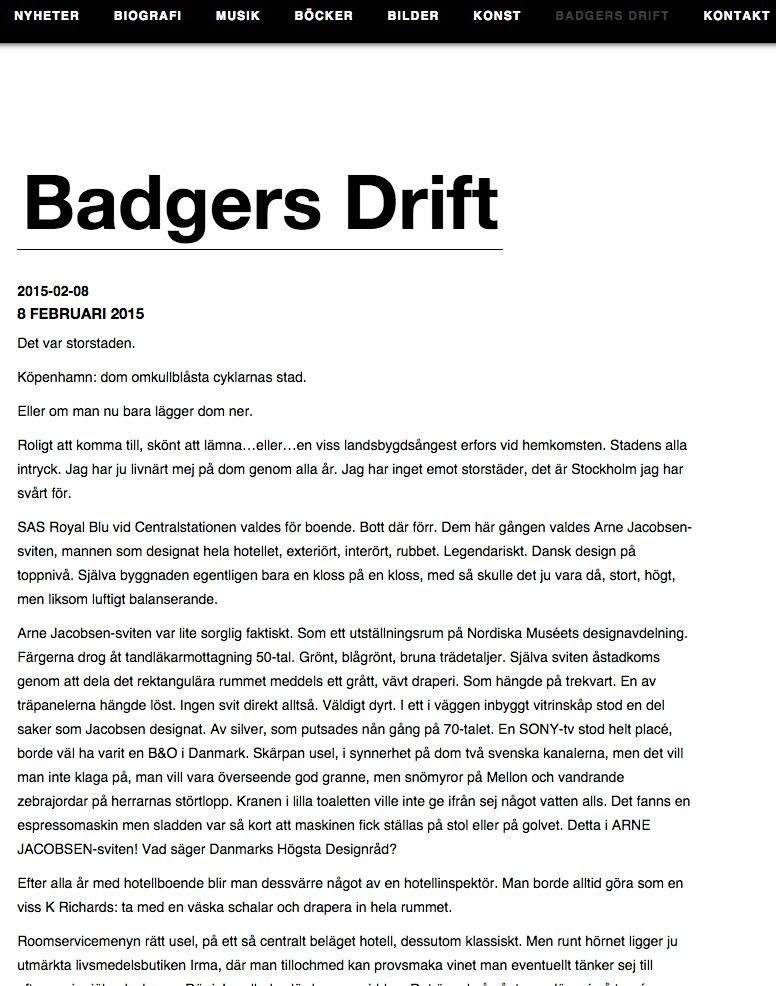 Ulf Lundell sparar in på krutet i bloggen ”Badgers drift”.