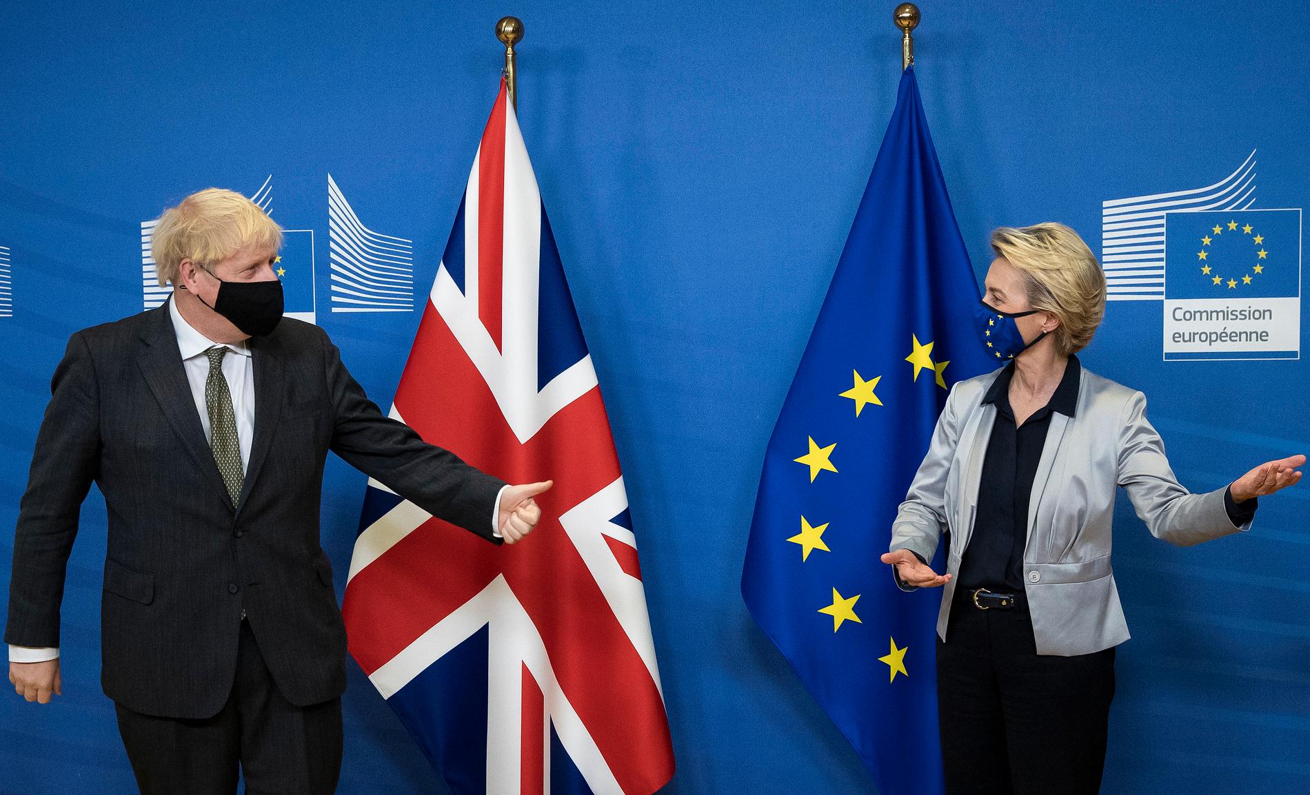 Storbritanniens premiärminister Boris Johnson på besök hos EU-kommissionens ordförande Ursula von der Leyen i onsdags. Arkivfoto.