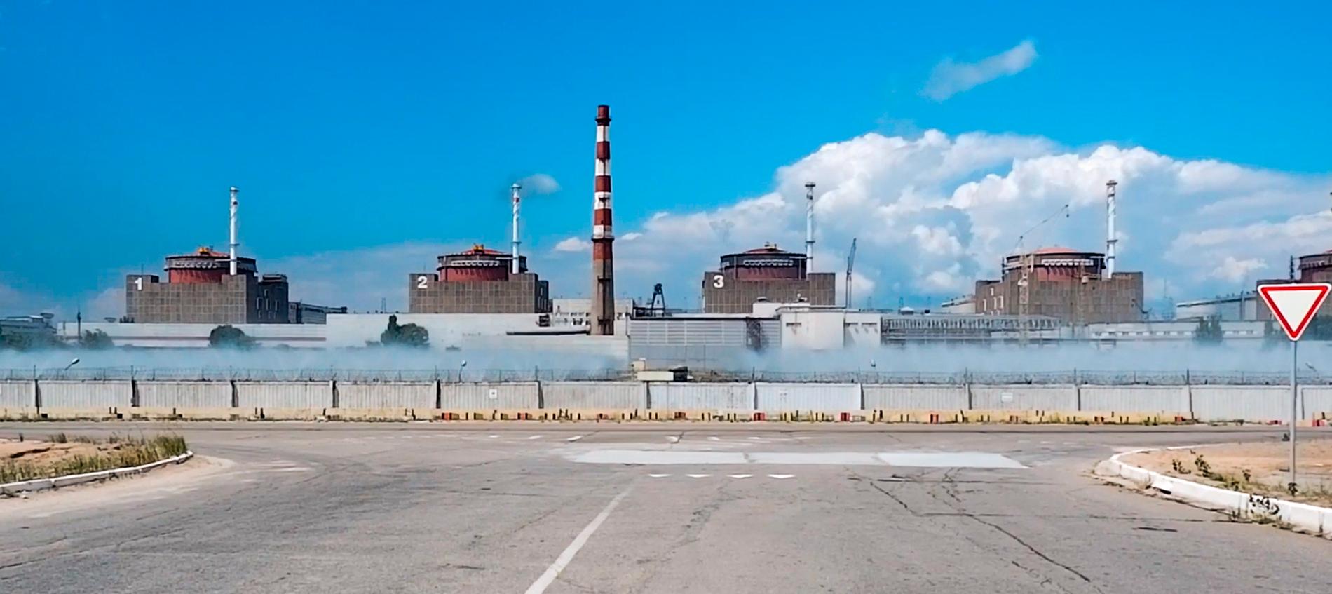 Kärnkraftsverket Zaporizjzja. Bilden släpptes av Rysslands försvarsminiterie den 7 augusti. 