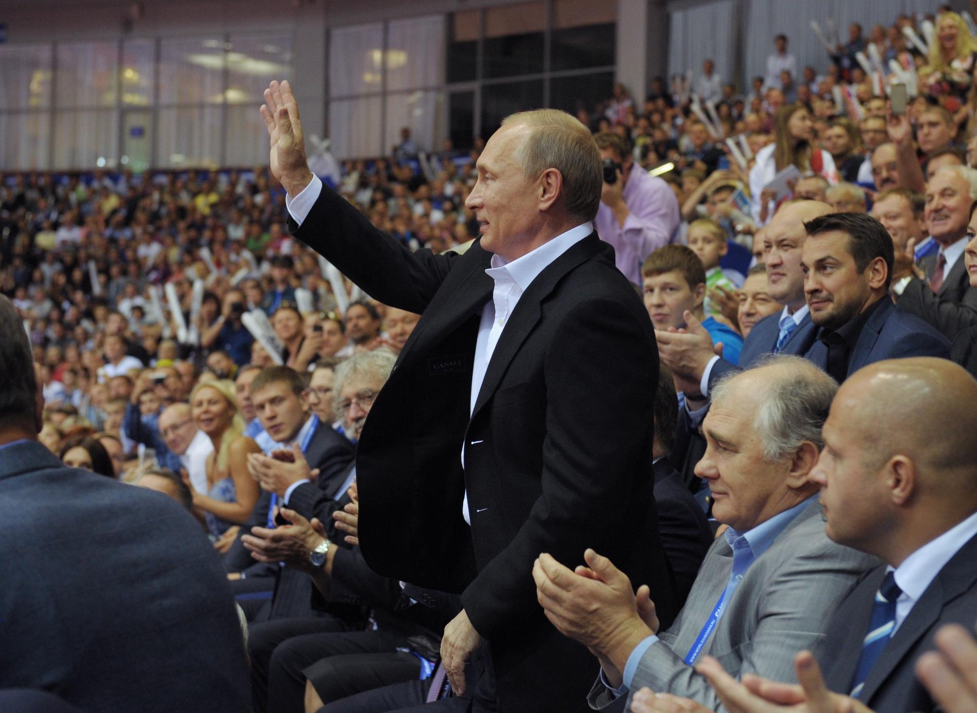 Vladimir Putin på judo-VM 2014 i Ryssland.