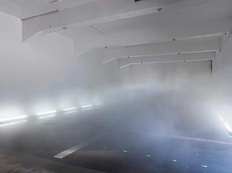 Fujiko Nakaya, Glacial Fog Falls. Fog installation #01494, 2015.
