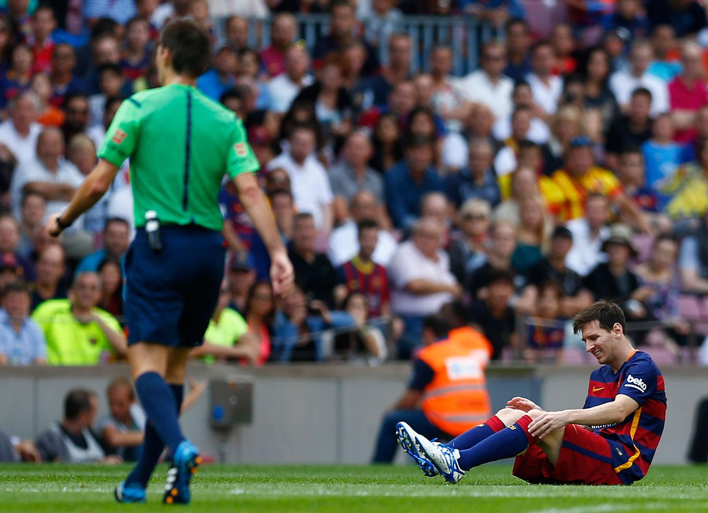 Messi skadade knät i matchen mot Las Palmas i slutet på september.