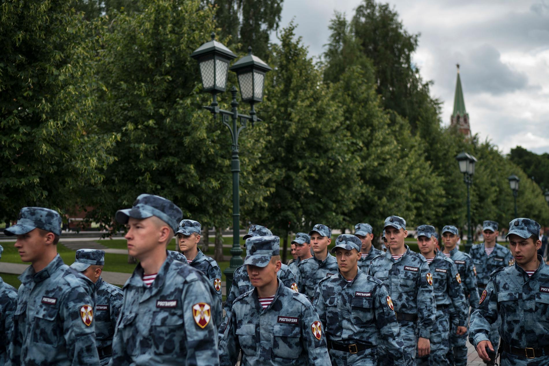 Ryska soldater i Moskva. Arkivbild.