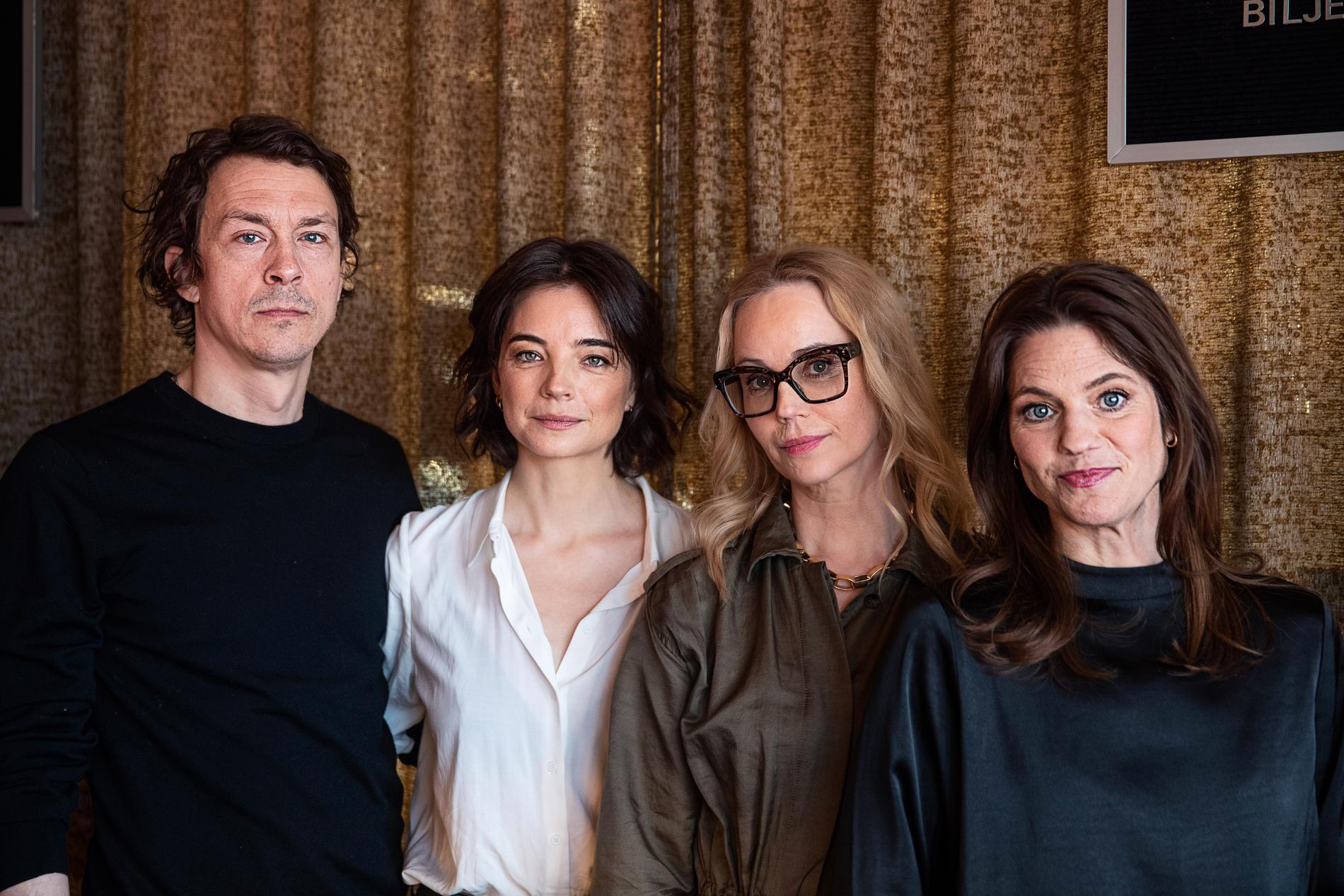 Skådespelarna Oscar Töringe, Louise Peterhoff, Sofia Helin och Rakel Wärmländer medverkar i tv-serien Limbo.