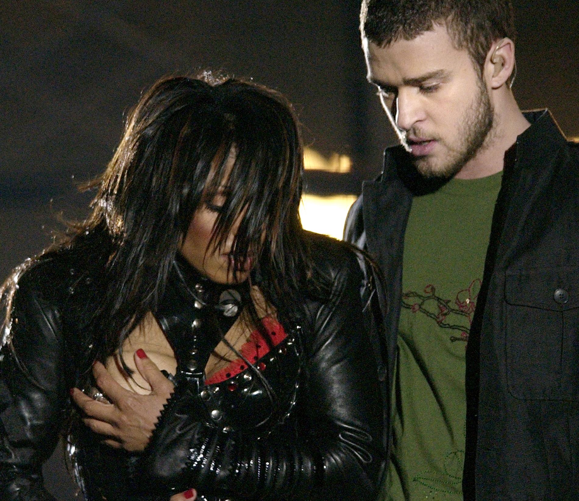 Janet Jackson och Justin Timberlake på Super bowl 2004.