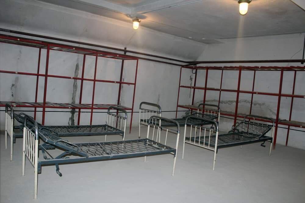 Ett skyddsrum på en skola i staden Ternopil. 