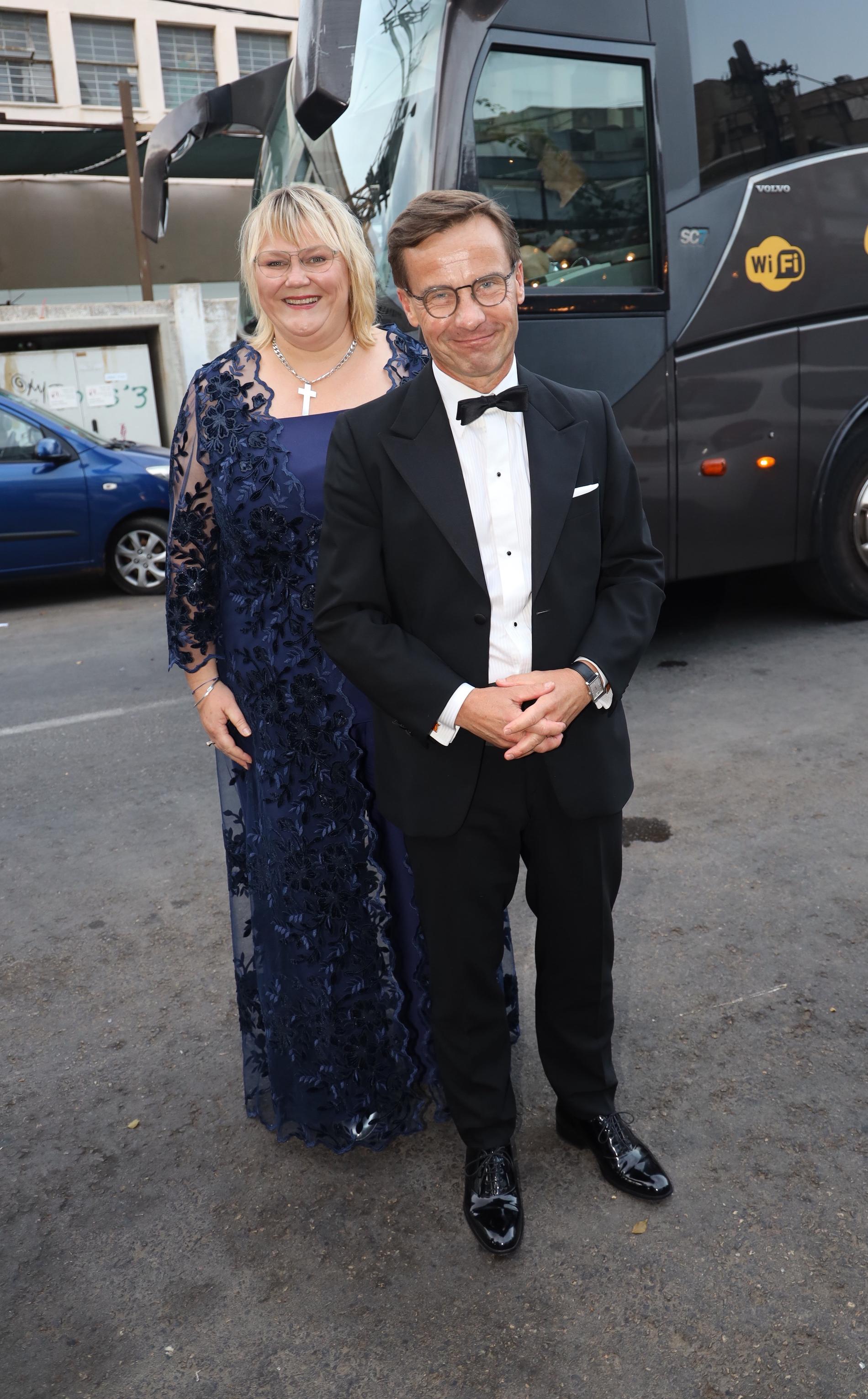 Moderaternas partiledare Ulf Kristersson med hustrun Birgitta Ed. 