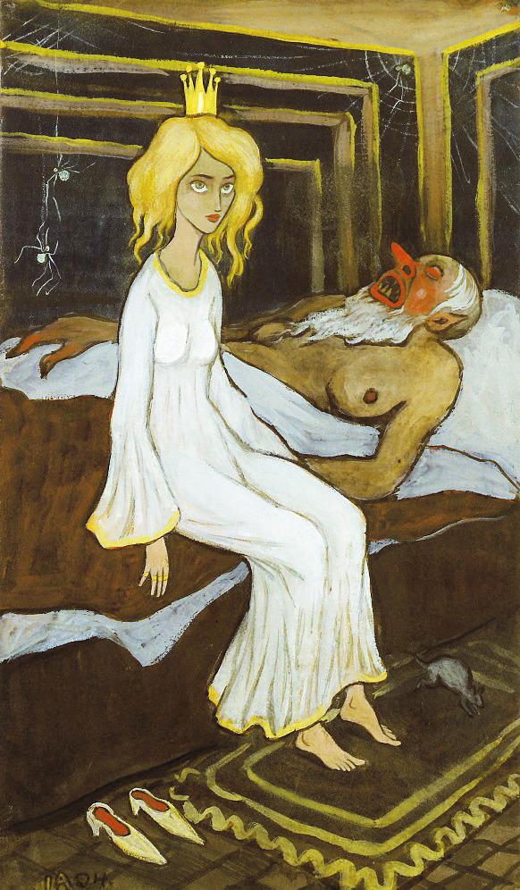 Ivar Arosenius, ”Prinsessan hos trollet” (1904), akvarell och gouache.
