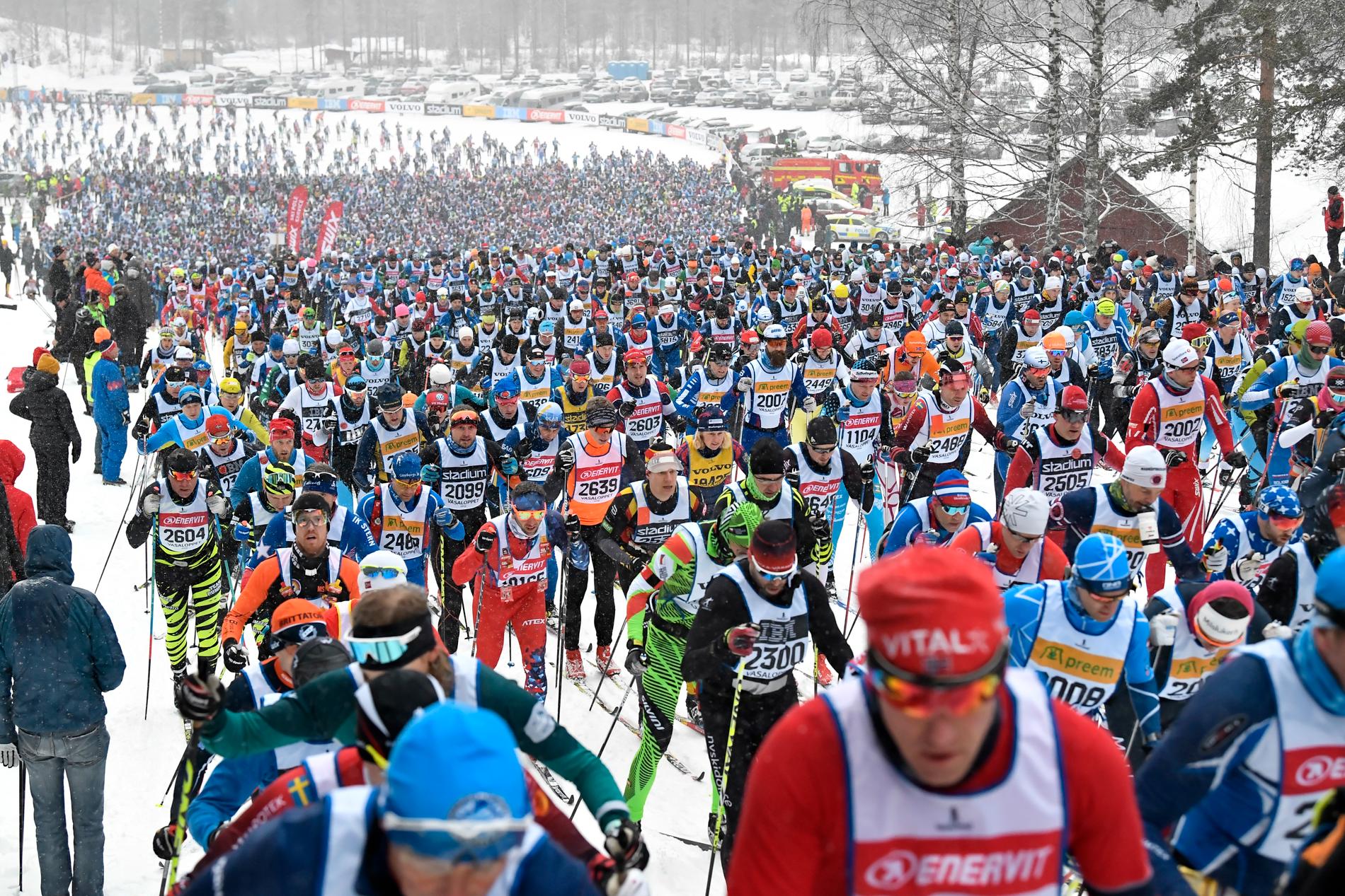 Starten av Vasaloppet 2019 i Berga by.