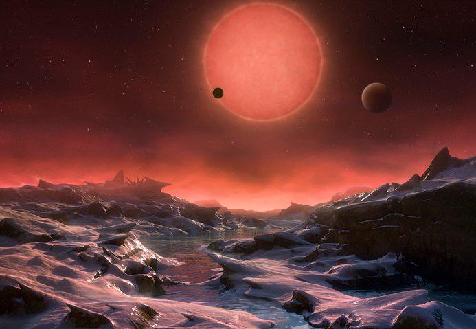 Brittiska forskare har upptäckt en exoplanet, K2-18 b, som har atmosfär bestående av vattenånga, vilket av många anses vara en förutsättning för liv. På bilden en rekonstruktion av hur det kan se ut på en exoplanet.