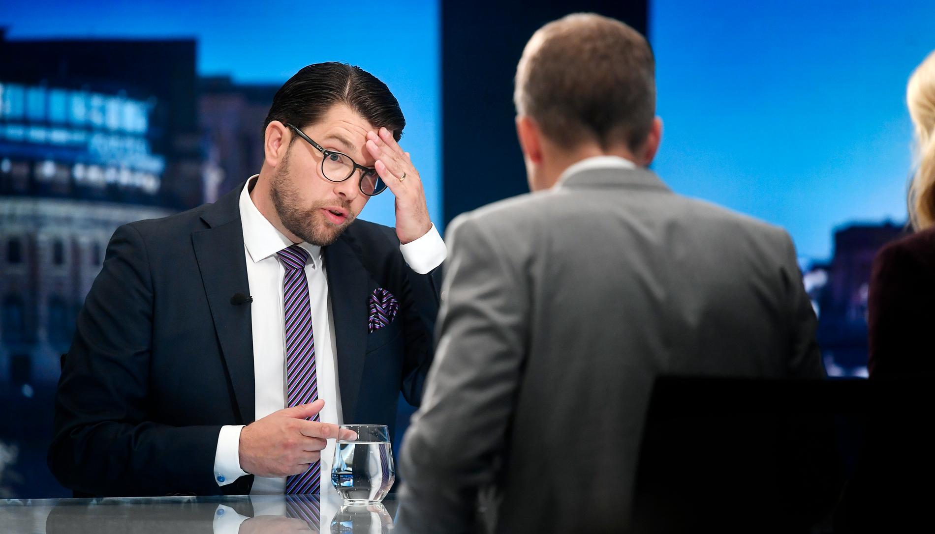 Jimmie Åkesson fick det svettigt i SVT:s utfrågning i söndags.