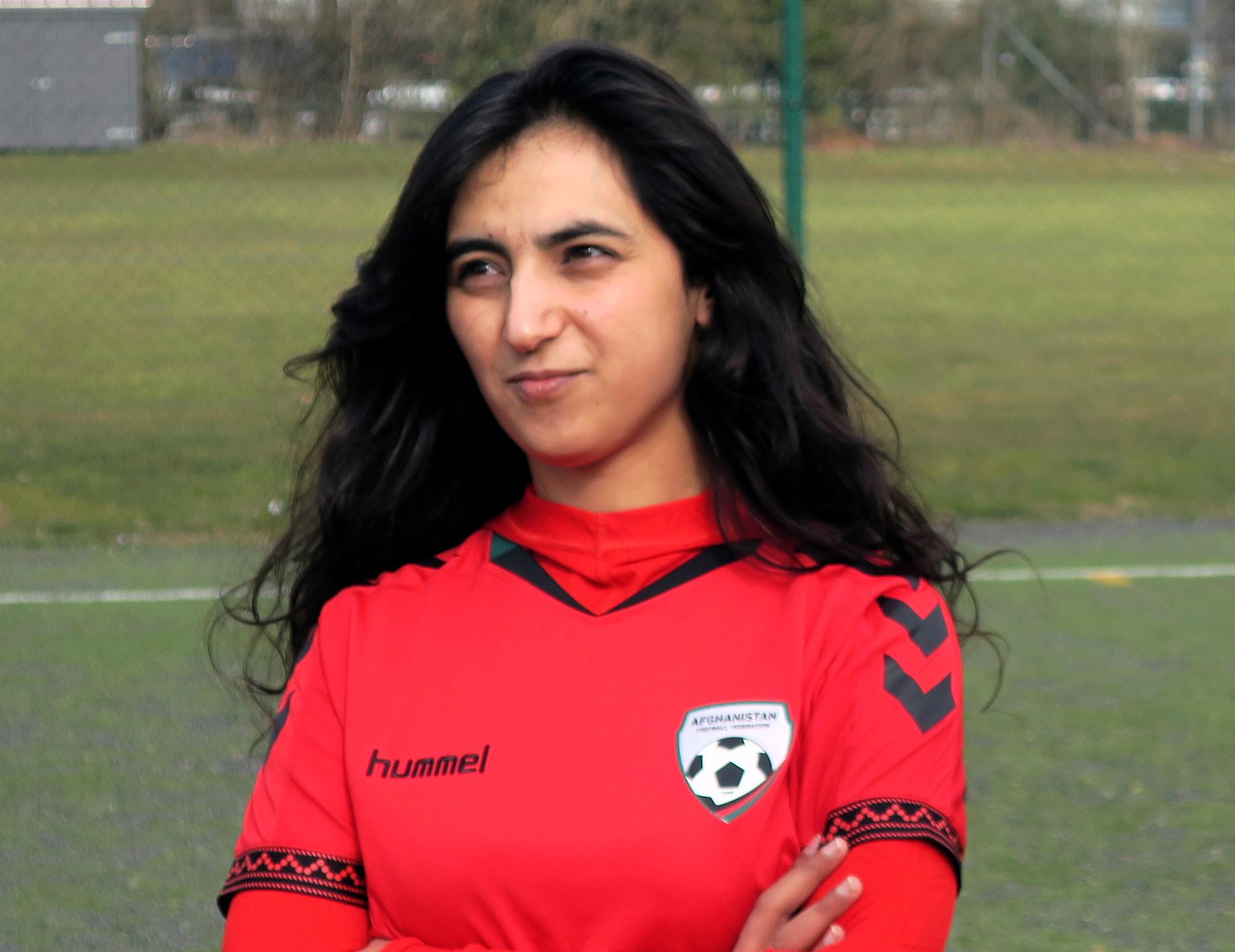 Khalida Popal, tidigare lagkapten för det afghanistanska landslaget i fotboll, 
