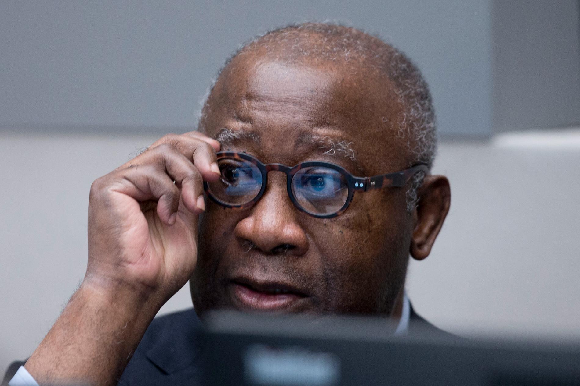 Elfenbenskustens ex-president Laurent Gbagbo vid inledningen av rättegången mot honom i Internationella brottmålsdomstolen (ICC) i Haag, januari 2016.