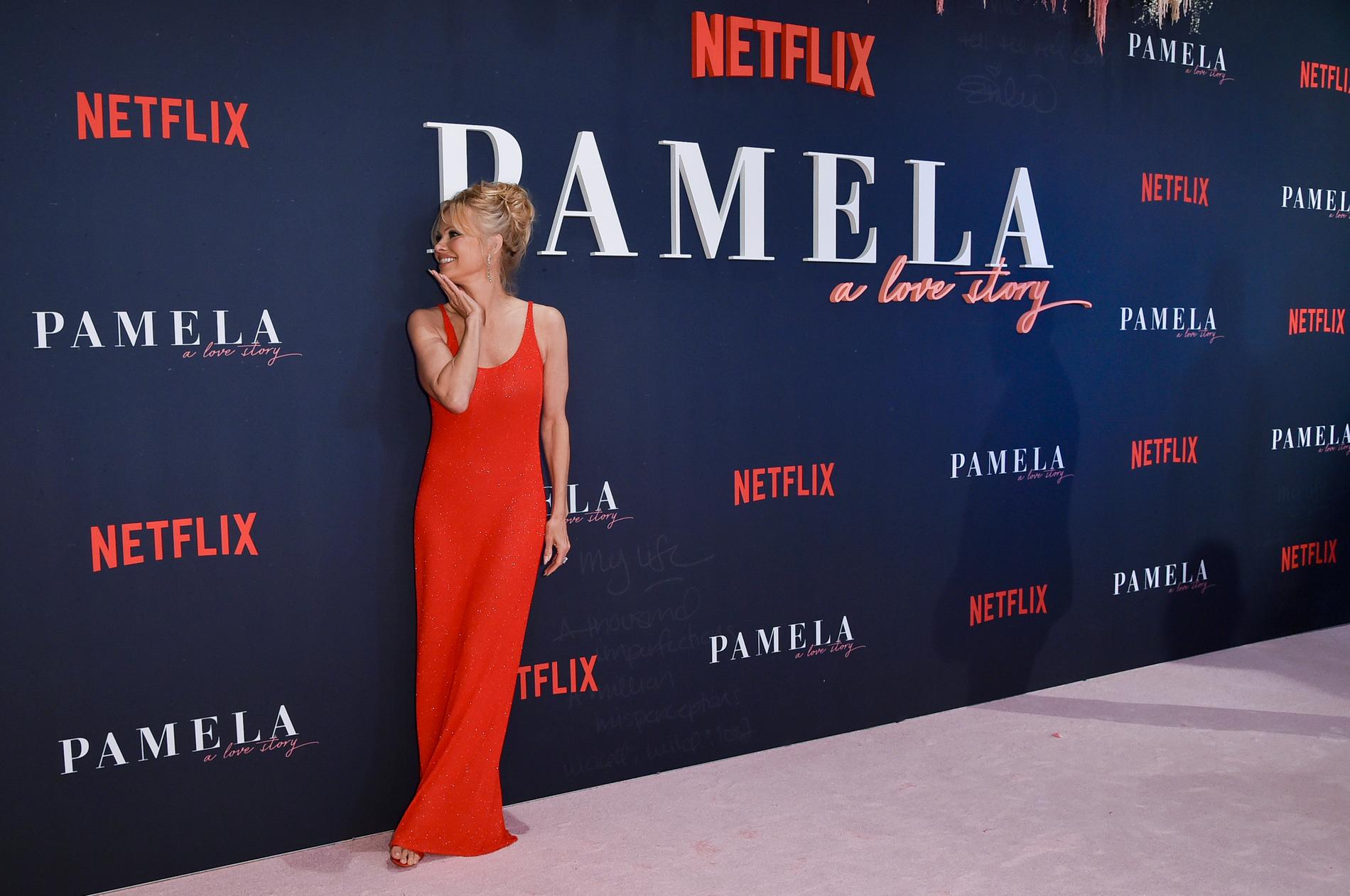 Pamela Anderson på världspremiären av ”Pamela, a love story”. 