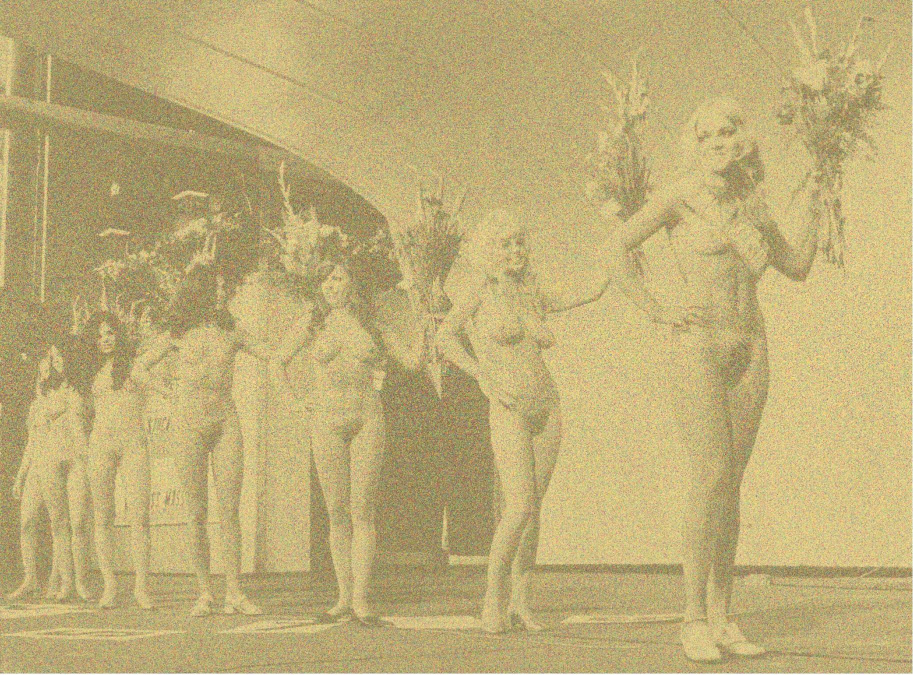 Deltagare i nakentävlingen Miss Mässing på Gröna lund 1970.