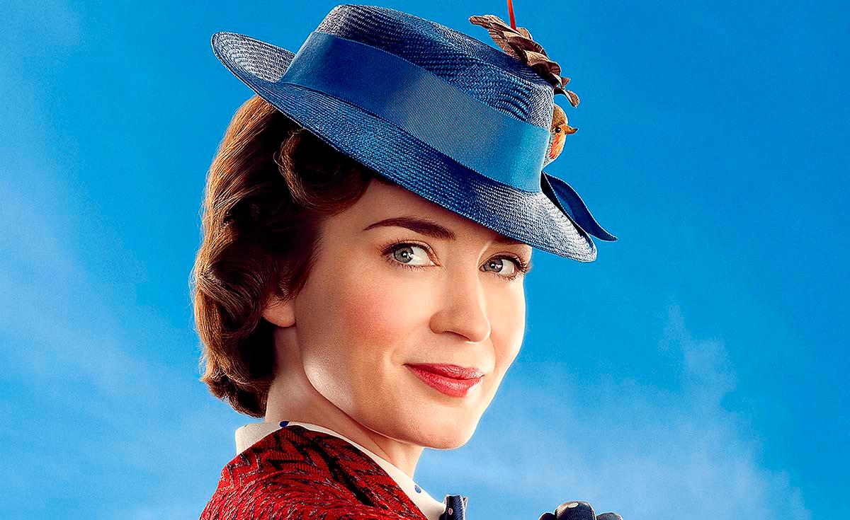 Emily Blunt som den flygande barnflickan Mary Poppins i bioaktuella filmen ”Mary Poppins kommer till­baka”.