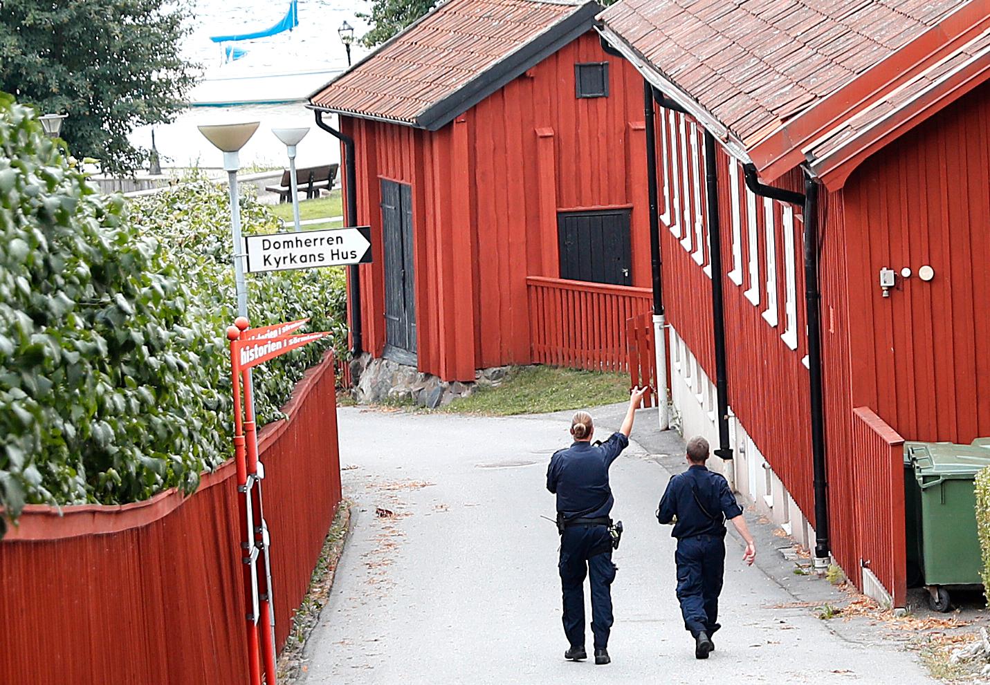 Police officers patrolling in Strängnäs. 