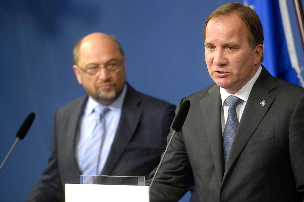 Statsministen Stefan Löfven och Martin Schulz.