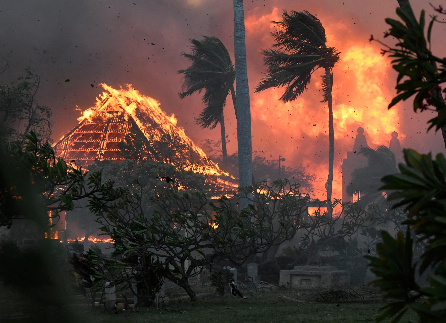 Många hem, fordon och byggnader totalförstördes i bränderna i Hawaii.